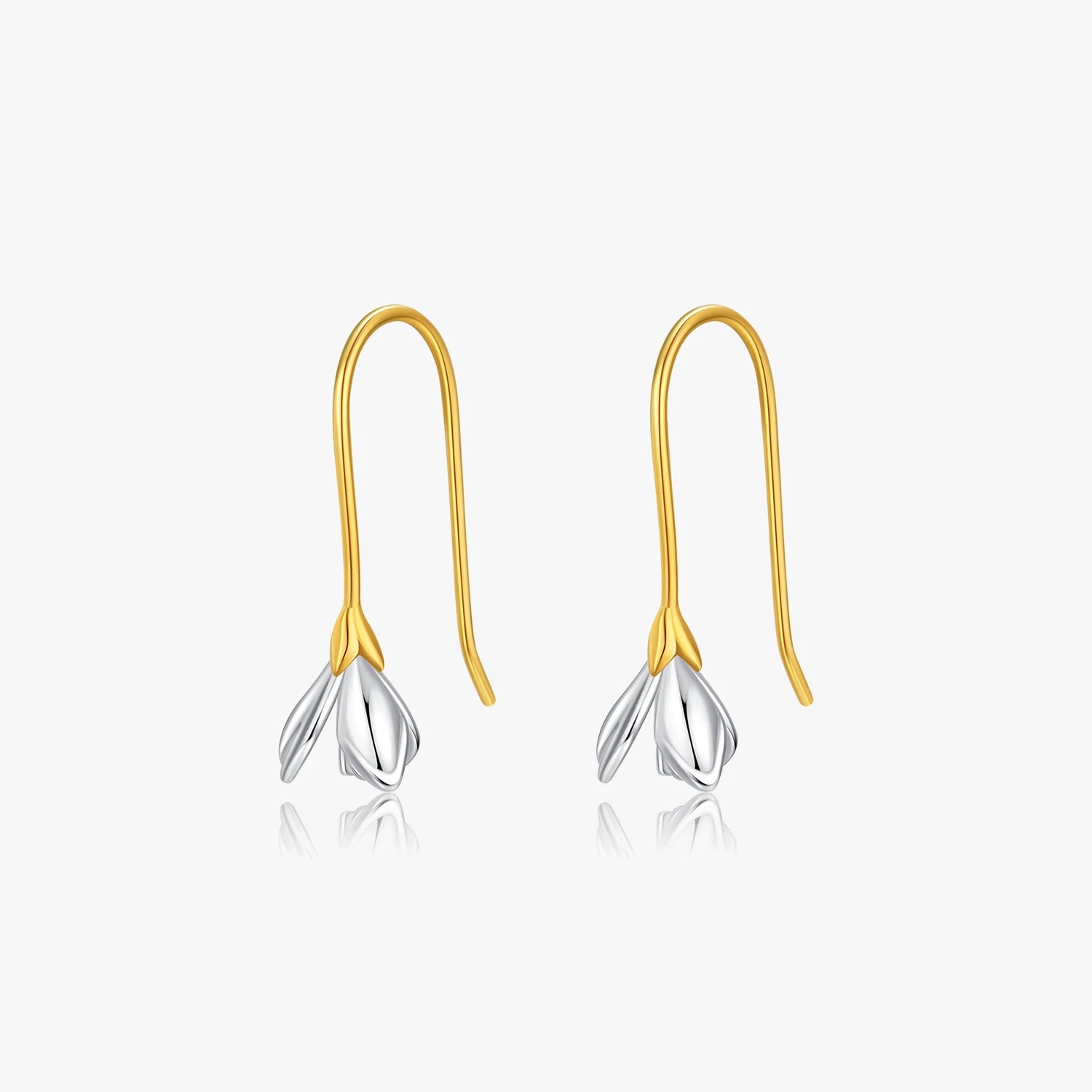 Trendy 2 Colors Original Design Dangle Earrings for Women Jewelry 925 Sterling Silver Flowers Lily Charm Drop Earrings