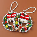 S7Christmas Wreaths and Decorative Flowers Hand-crocheted Christmas Wreaths Decorative Bows and Bells