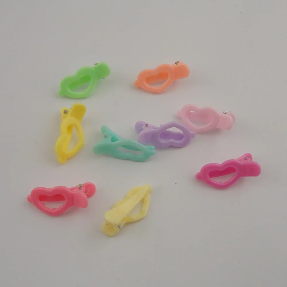 300PCS/bags Pastel Colors Heart Hair Clips Sweet Kids Hairpins Plastic Alligator Clips for Children