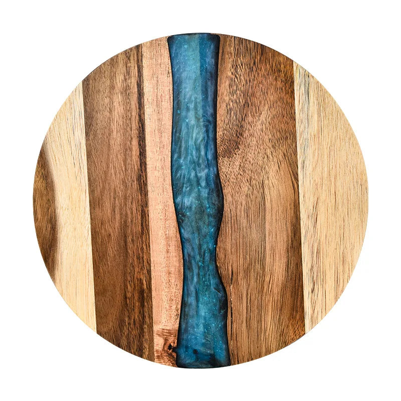 TaiLai Handmade Round Charcuterie Board Decorative Olive Wood Boards for Serving Cheese Fruit Meat Ideal Kitchen Wedding Gift