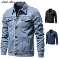 Men's Stoned Washed Distressed Denim Jacket Casual Blue Black Outerwear for Spring and Winter Classical Jean Jacket for Men