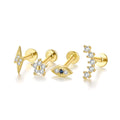 CANNER Hot Sale Flat Back CZ Comfortable for Helix Body Piercing Jewelry Silver Trend