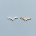 Sterling Silver Zircon Seagull Links S925 Silver CZ V Shaped Connector Charms for Jewelry Making Supplies