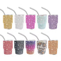 2026 Luxury Crystal Bling Wine Cup Stainless Steel Small Whiskey Bling Mini Shot Glass Tumbler With Straw and Lid