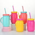500ml Mason Jar Double Wall Acrylic Tumbler Cups in Bulk Mason Cup BPA FREE Plastic Tumbler With Lid and Straw