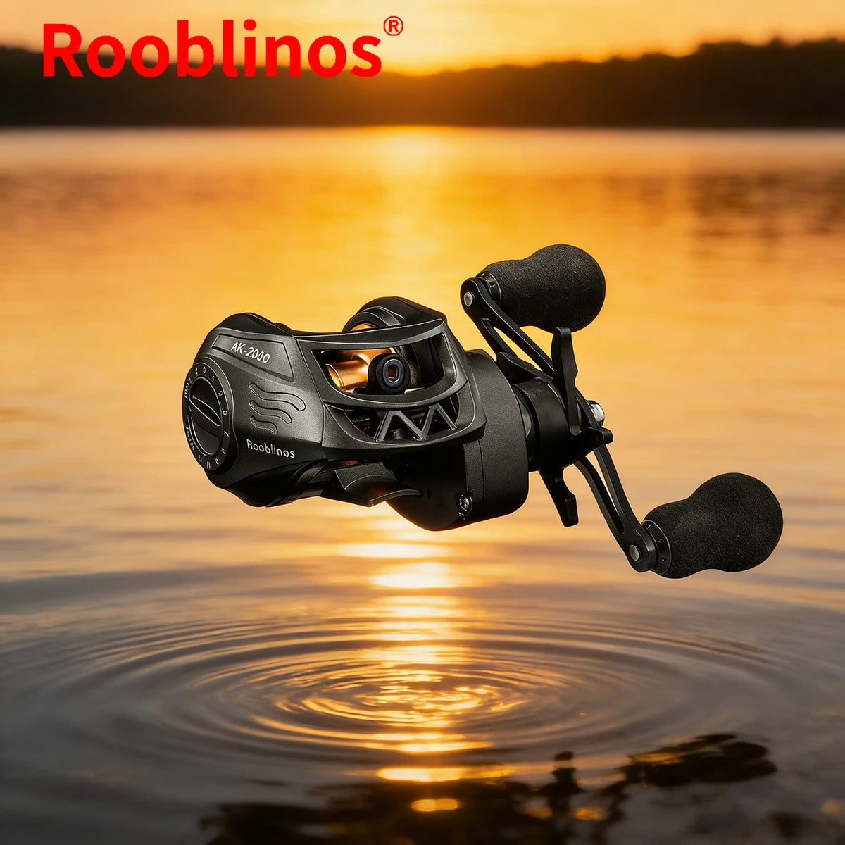 [Germany Stock] Rooblinos AK2000 Baitcasting Reel-Aluminum & Nylon Two-Speed System Left Hand 190g
