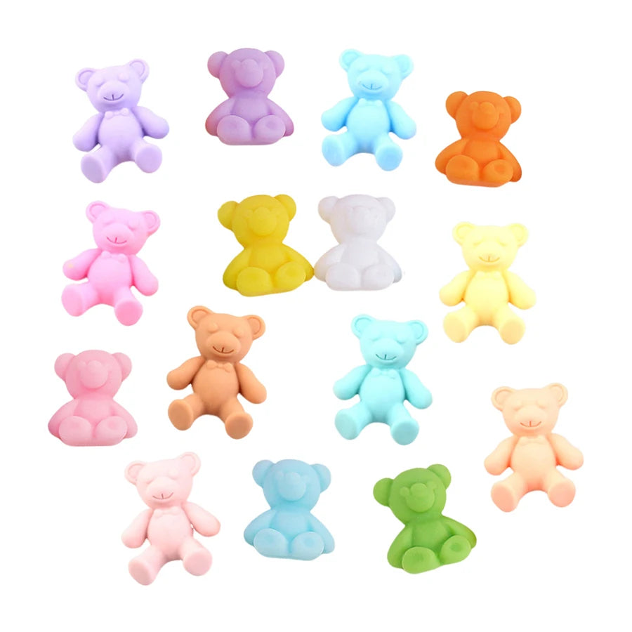 Cute Korea Style Matt Colored Resin Cabochon Flat Back Artificial Bear Miniature for Decoration