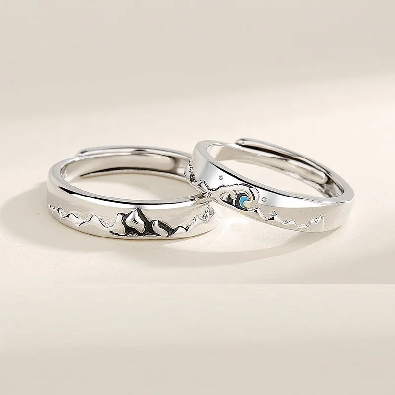 Latest Design Jewelry Couple Rings Wedding Finger Simple Rings Adjustable Mountain Sea Commemorative Jewelry Ring