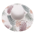 Summer Island Breathable Ladys Dress Elegant Paper Straw Beach Hat With Printed Brim