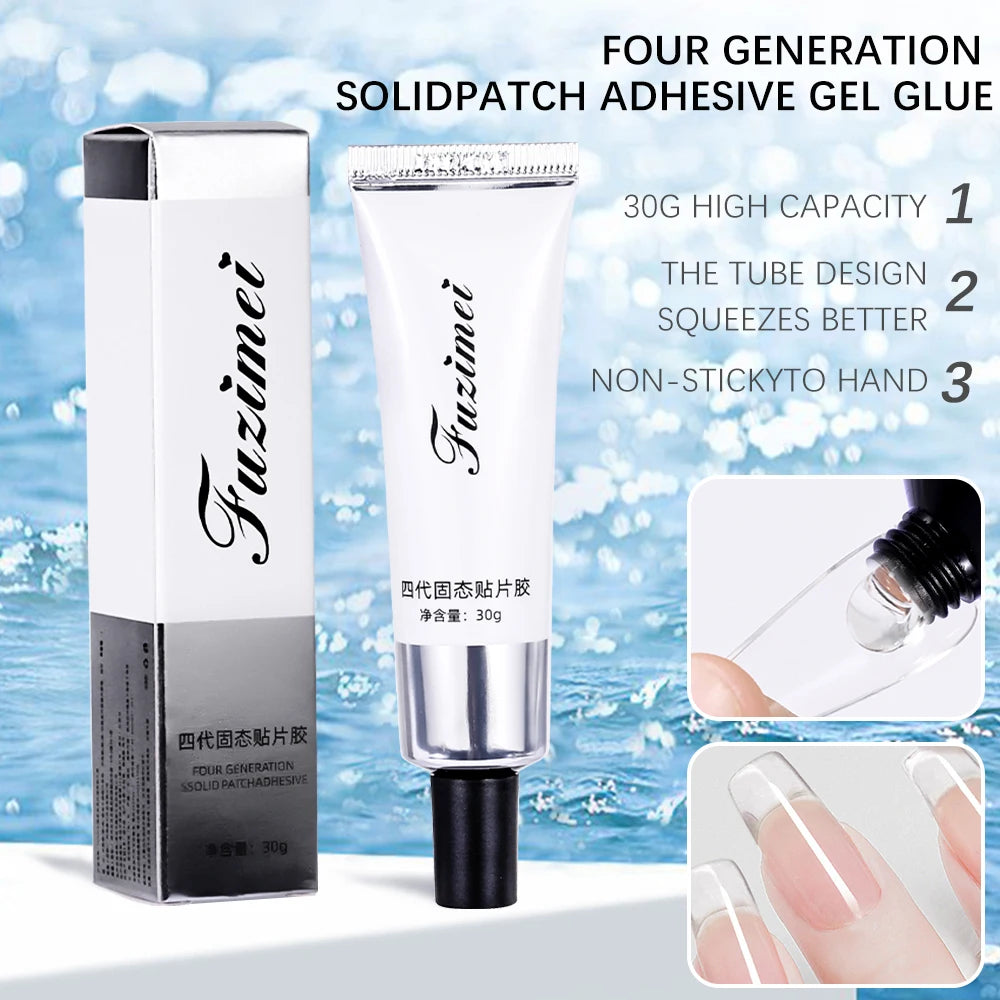 30g Solid Fake Nail Tips Glue Transparent UV LED Function Adhesive UV Lamp Nail Extension Gel Soak Off Nail Art Gel Varnish