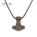 Wholesale Stainless Steel Viking Biker Hammered Coin Pendants Men's Thor Hammer Necklace Cuban Punk Style Black Gun Plated