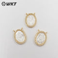 WT-JP329 Newest Lovely Micropaved Cubic Zircon Shell Miraculous Medal Pendant MOP Double Loops Religious Guadalupe Pendant