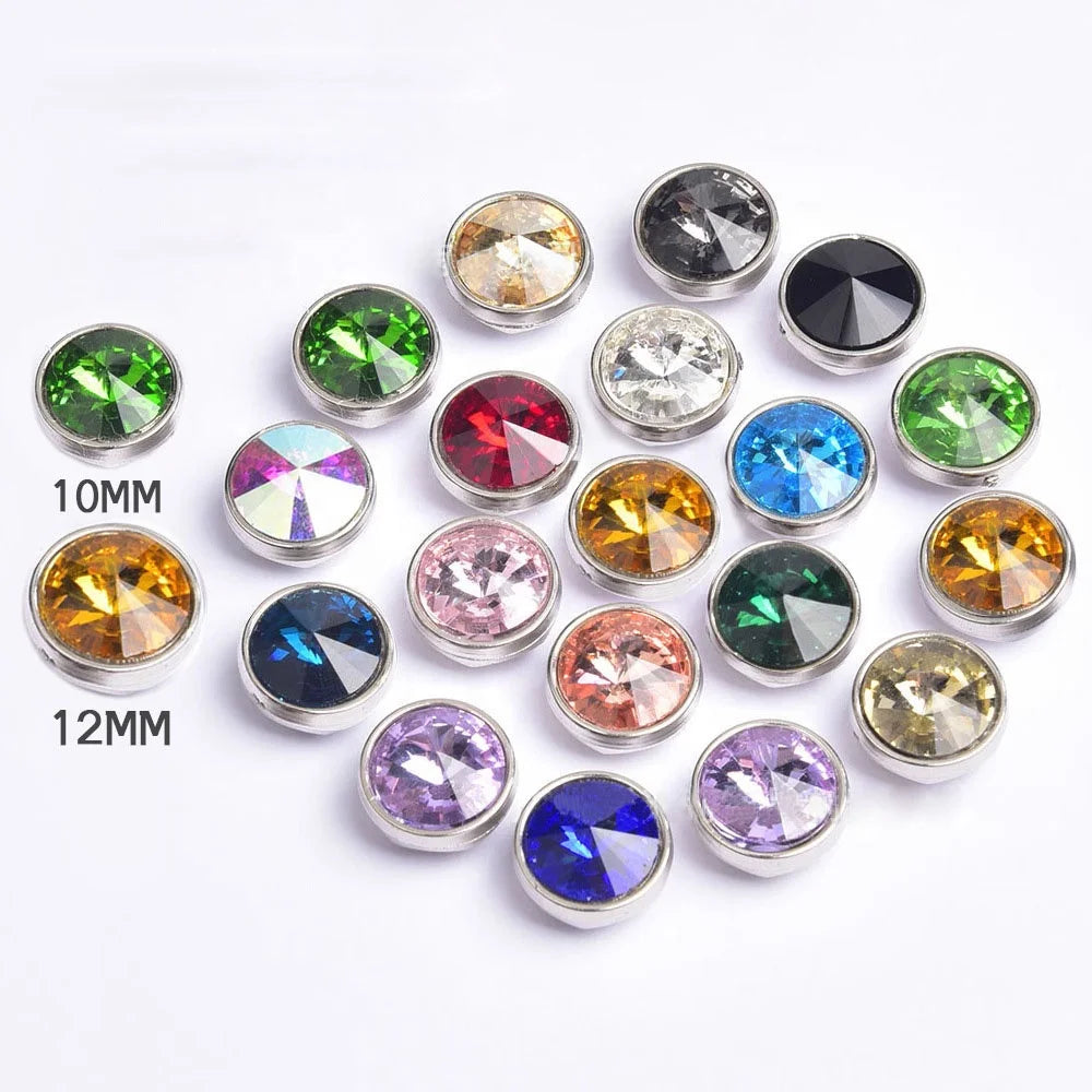 10 12mm Round Satellite Shape Loose Rhinestone Don't Hook Clothes Sew on Glass Crystal Stone Sewing Wedding Dress Accessories