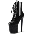 Nightclub 8 ihch glitter pink platform Exotic Dancer Boots thin heel 20cm lace up pole dance high heels banquet women's Boots