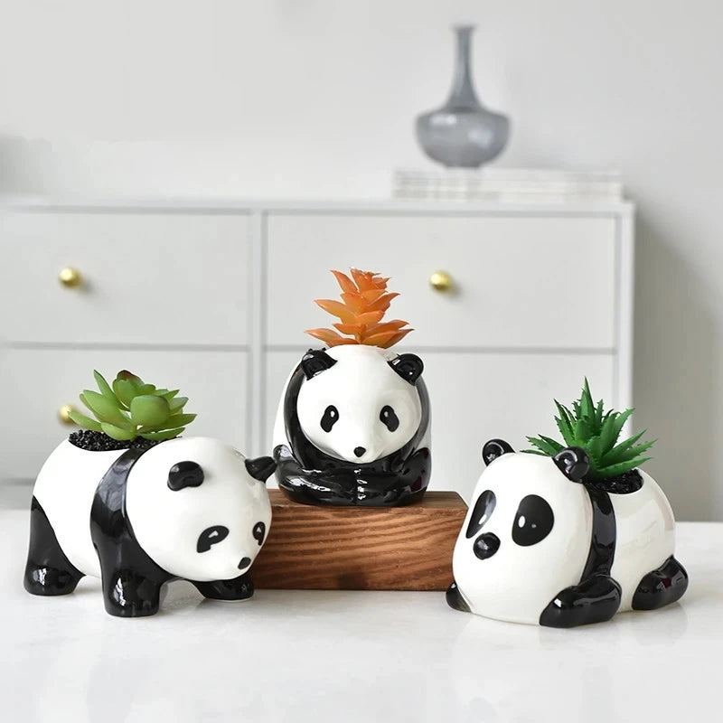 Mini Cartoon Planter Succulent Plant Pots Small Cute Panda Animal Ceramic Flower Pot
