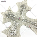 WRA-730-2  Small Size Cross Glass Handbag Crystal Applique Design Sash Shape Rhinestones Applique Patches