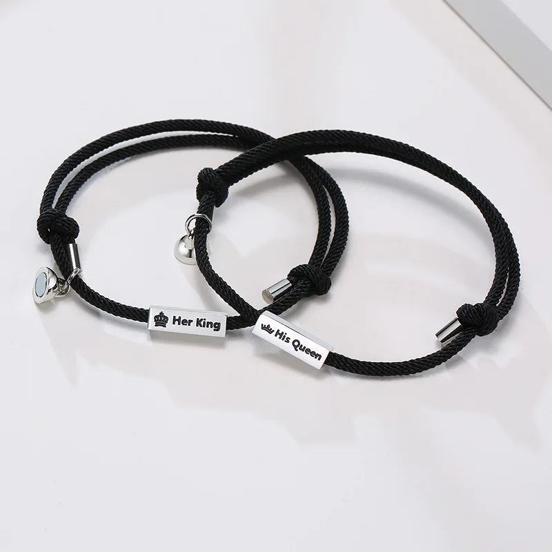 Fashional Her Queen His King Bracelet Couple Bracelet Rope Bracelet Adjustable