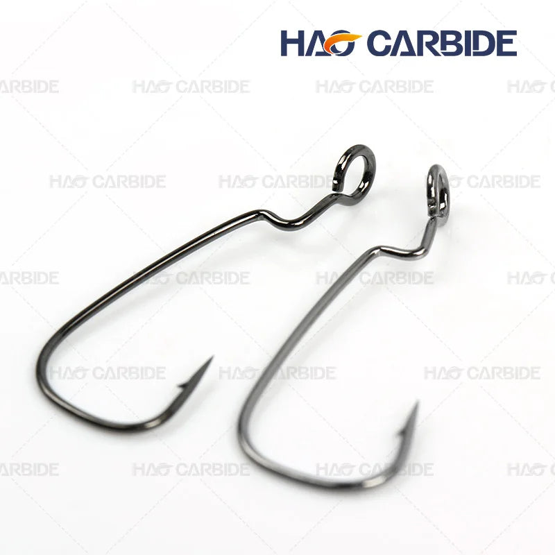 L40801 OFFSET Shank Jig Crank Offset HooksSoft Worm Hook EWG Bass Barbed Fishhook