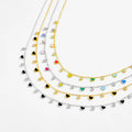 FUAMAY Boho Chic Jewelry Silver 925 Two Tone Playful Layered Enamel Inlaid Colorful Heart Necklace Stylish & Vibrant