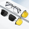 Hi Classic New Concept Men's Optical Sunglasses Black/Yellow 2 Lenses Magnetic Metal Clip-On Hi Classic New Black/Yellow Reading