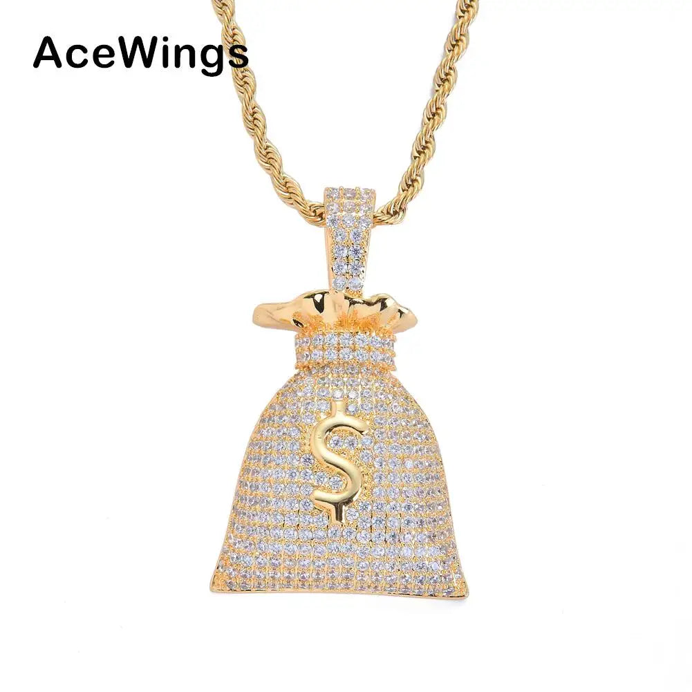 CN045 Brass Setting AAA CZ Hip Hop  Pendant Copper Micro Pave CZ Stones Necklace Jewelry for Men and Women