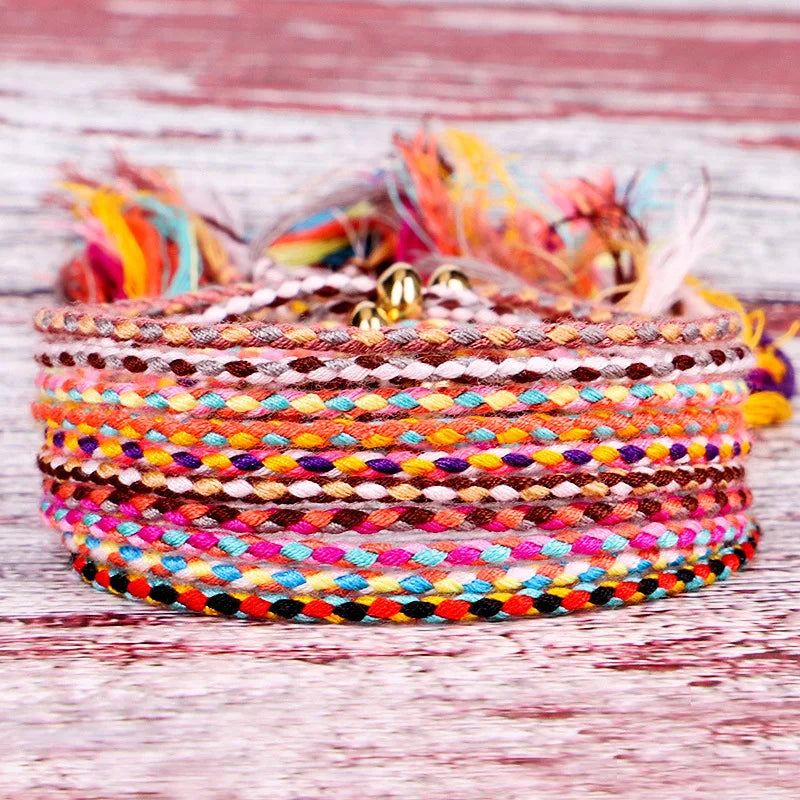 100 Pcs Braided Rope Handmade Tibetan String Bracelet Friendship Tassel Bracelet for Men Women Gift Beads Wristband