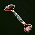 HY Natural massage rhodonite jasper flower handle facial massage roller for face