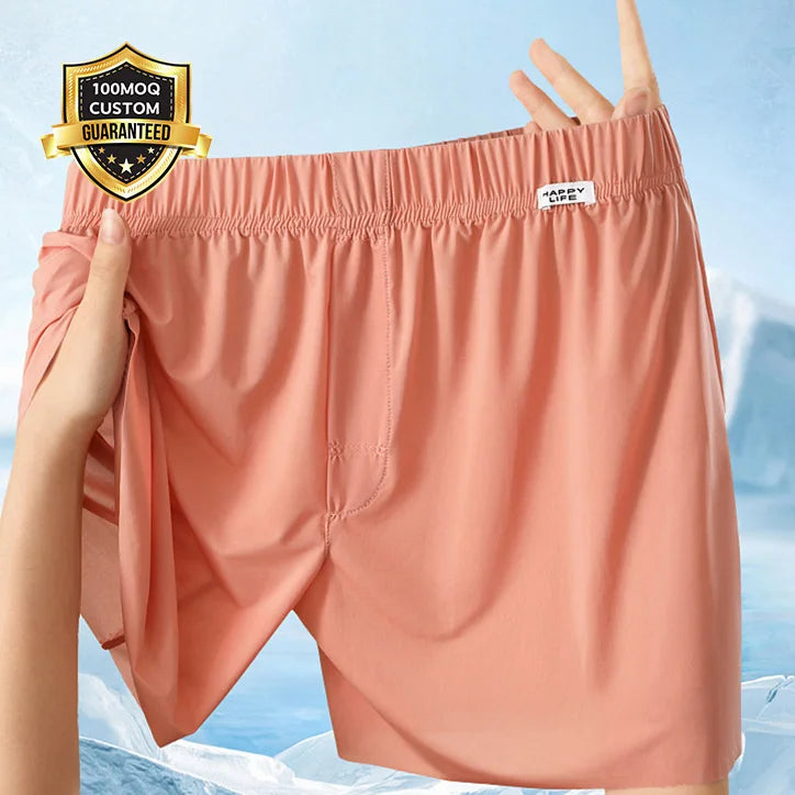 Wholesale Comfortable Men's Nylon Boxer Shorts Loose Fit Breathable Knitted Sleepwear Convenient Underwear