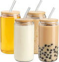 Customized Logo New 16oz Blank Sublimation Frosted clear Beer Mugs Shaped Glass Soda Can with Bamboo Lid and Straw for OEM Bulk