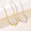 Olivia Nickel Free Stainless Steel Initials V Shape Jewelry Accessories Women Link Chain Alphabet Letter V Fashion Necklace