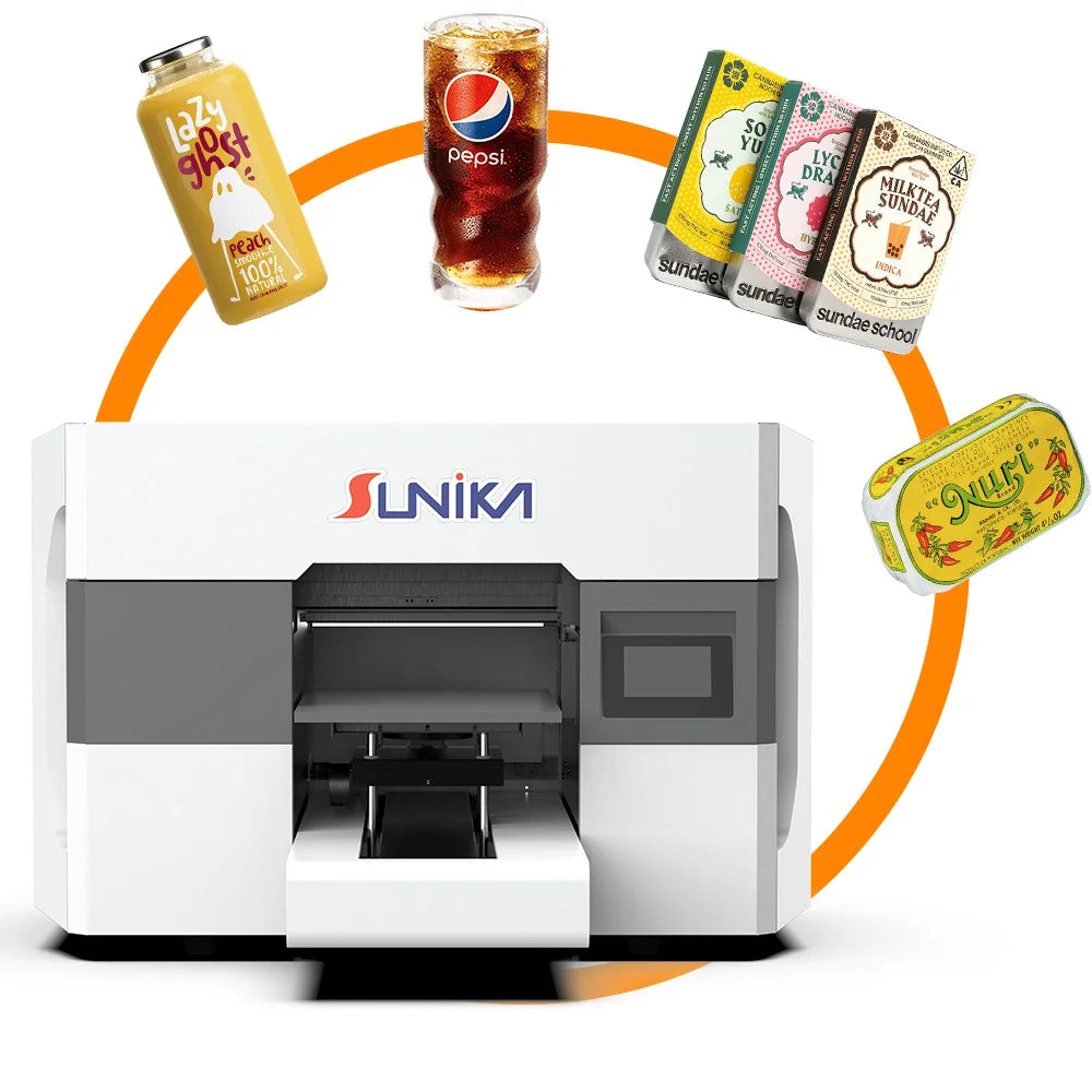 China Sunika A3 UV Flatbed Printer Printing Machine LED Curing System 30cm I3200 Printhead UV Ink