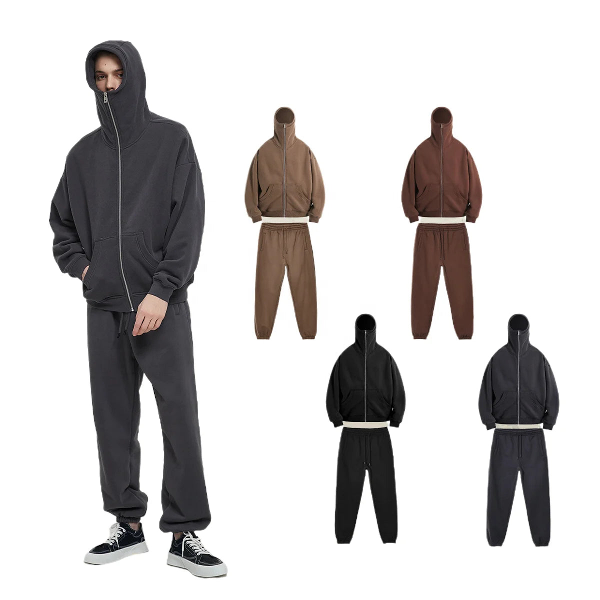 360 Grams Men's Jacket Suit Custom Fleece Unisex Full Zip up Hoodie Set