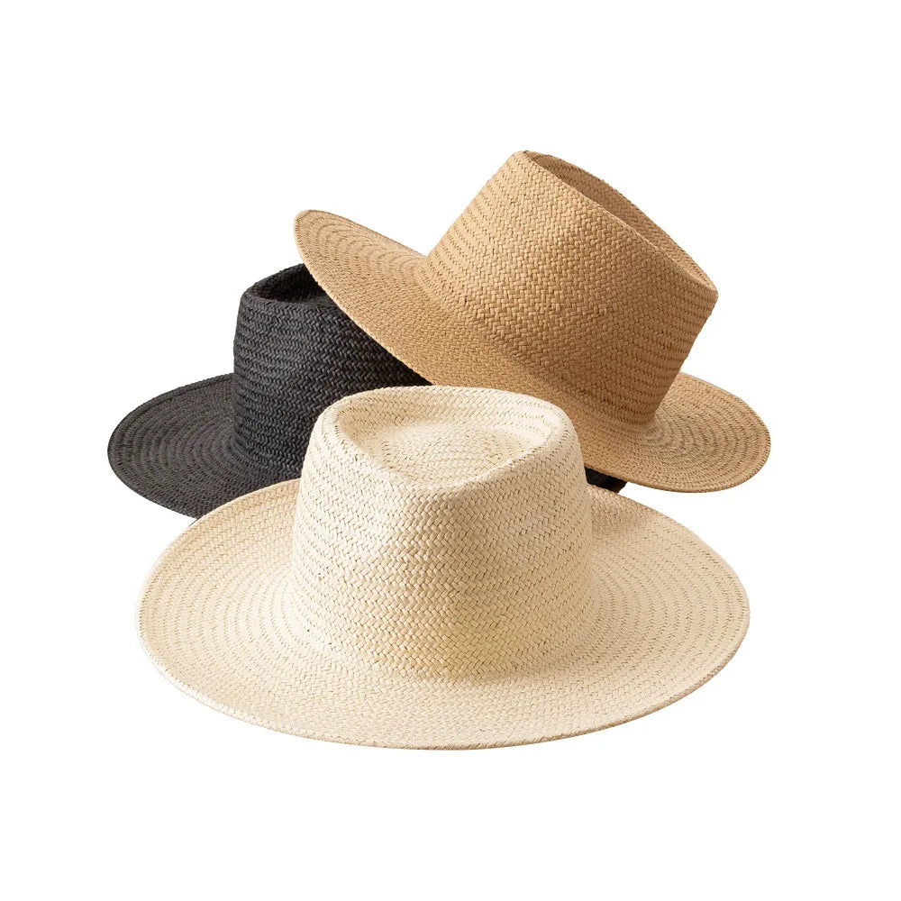 Hot Selling Sun Proof Block Papyrus Panama Straw Hat Fashion Customized Foldable Beach Summer Straw Hats