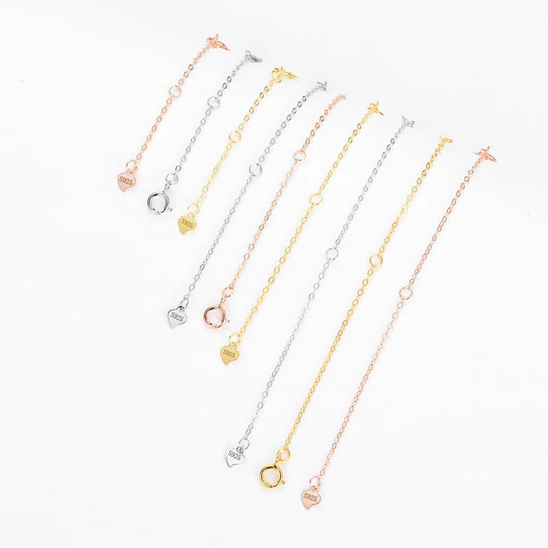 5cm 8cm 10cm Extender 925 Sterling Silver Necklace Bracelet Extensions Chain for Jewelry Making Supplies