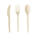 Customizable Biodegradable Cornstarch Disposable Cutlery Set Food Grade Fork Knife Spoon Hotel Party Fast Food Use White Logo