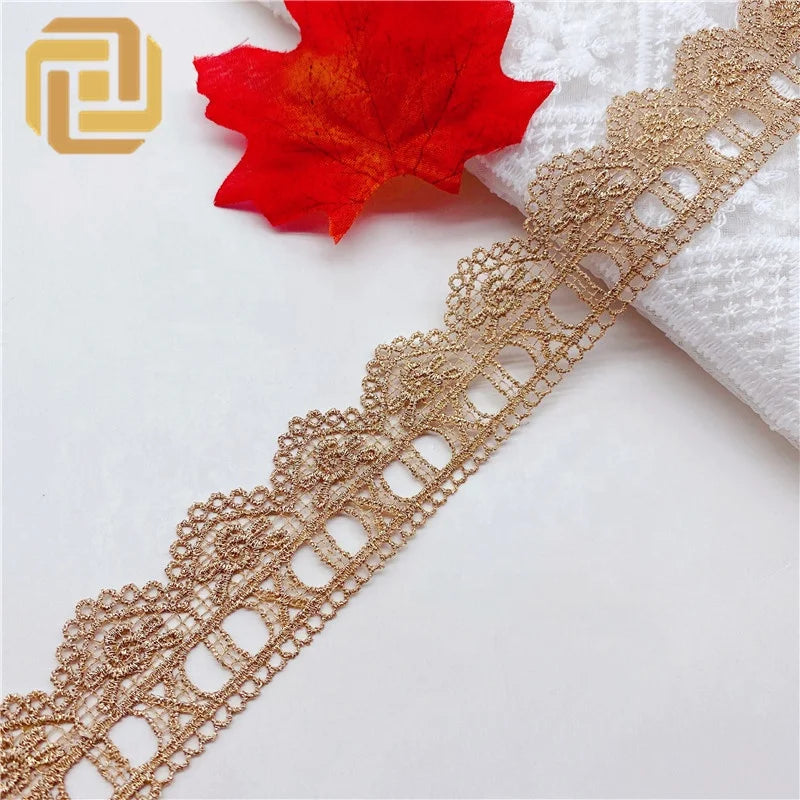 Spot Gold French Lace Butterfly Garment Accessories Computer Embroidery Water Soluble Love Embroidered Half Lace for Wedding