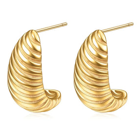 Pvd Stainless Steel Earrings Irregular Spiral Texture Water Drop Chunky Earrings Hypoallergenic Women Stud Earings Jewelry