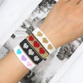 Handmade Adjustable Beaded Bracelet with Love Heart Pattern Boho Fashion Style Woven Jewelry Women Heart Multicolored Bracelet