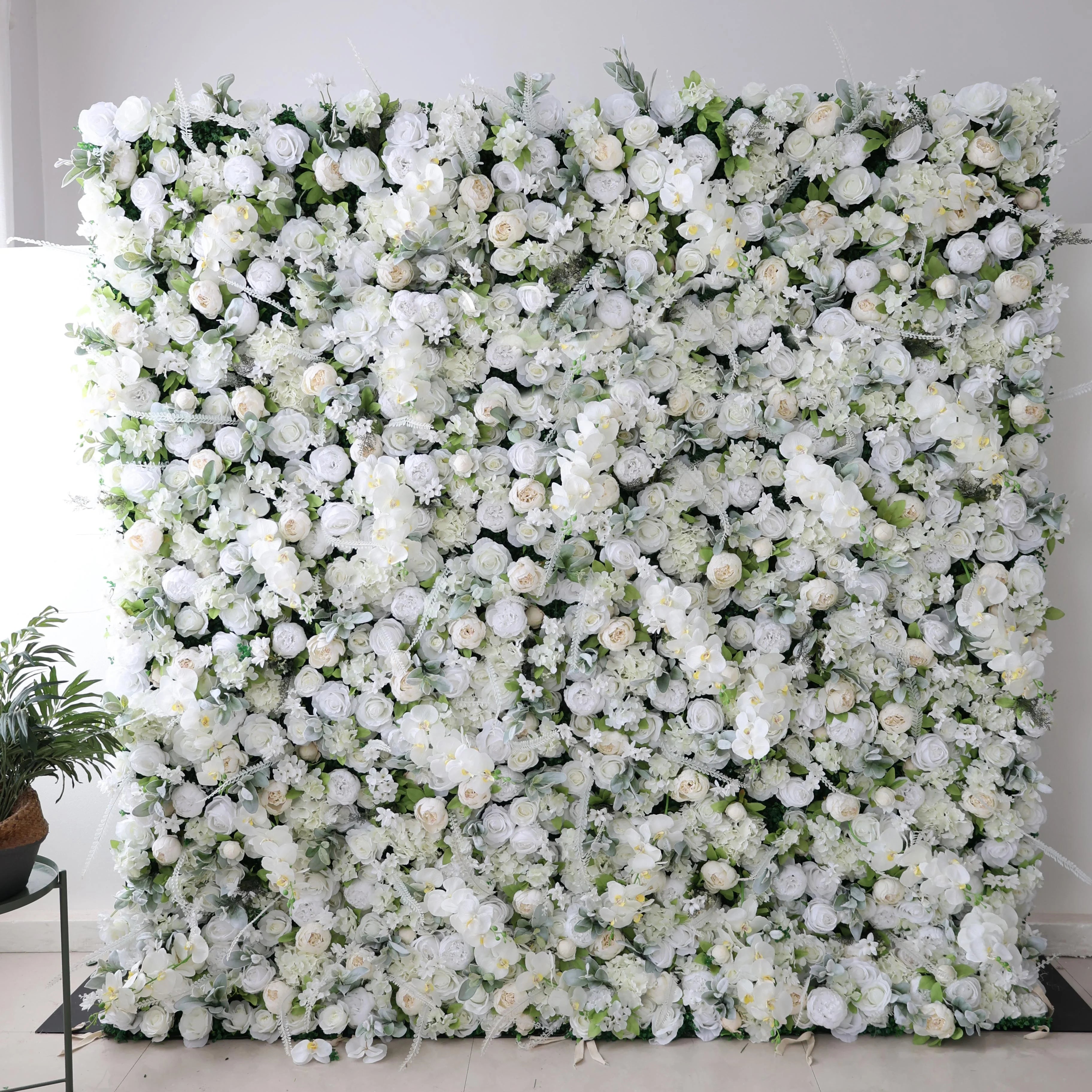 New Design 8*8ft Size Customized Silk Plastic Artificial Flower Wall for Wedding Decoration
