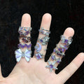 Elegant Luxury Purple Zirconia Crystal Ring for Women Starry Stars Rings Butterfly Fashionable Jewelry Gifts for Engagement