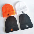 Custom Women's Winter Beanie Hat Acrylic Soft Warm with Spider Embroidery Printed Pattern Designer Logo Travel