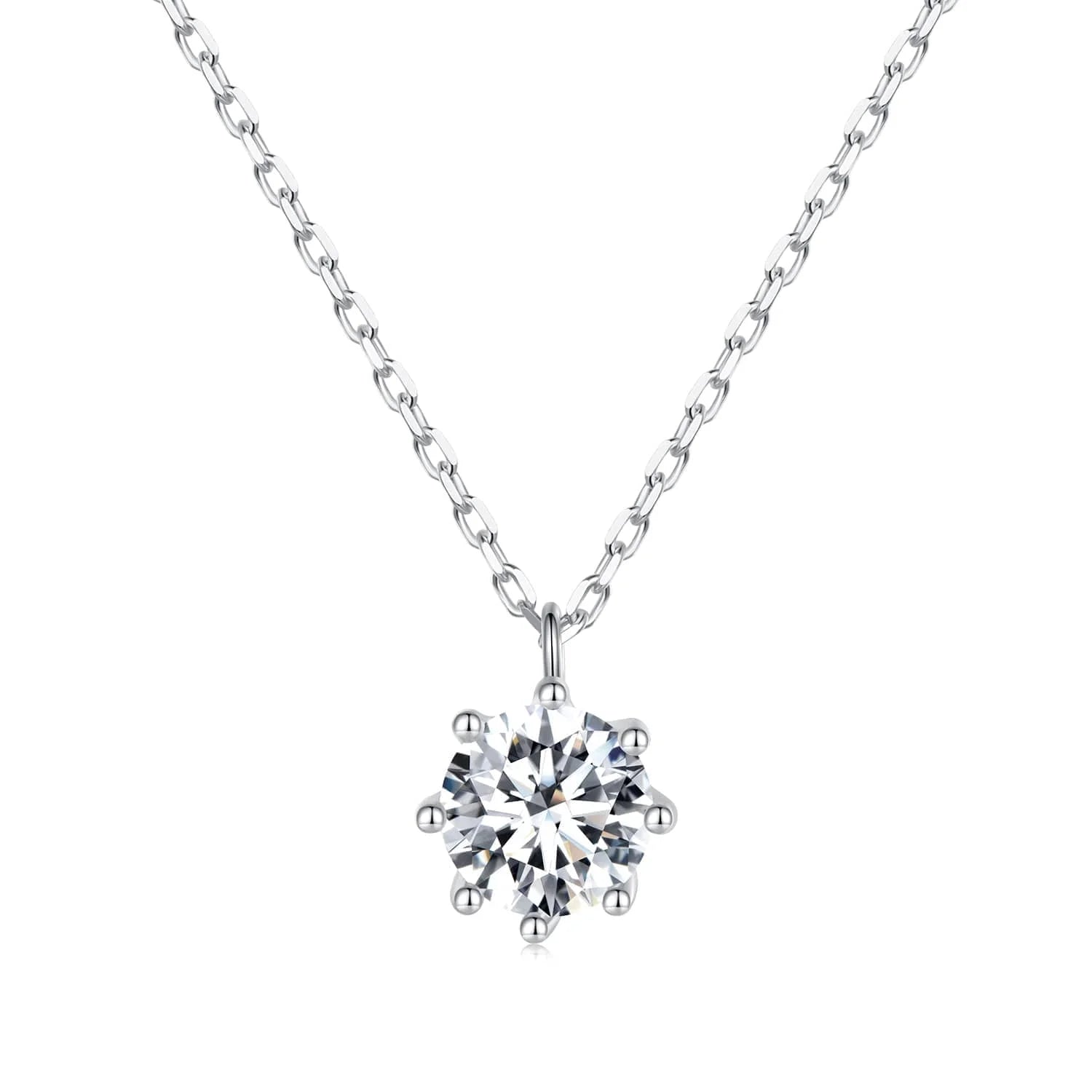 Factory Wholesale 925 Sterling Silver Bridal Wedding Necklace 0.8ct 6mm Brilliant Cut Moissanite Jewelry Diamond Necklace