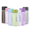 Portable 500ml Frosted Plastic Bottle Square Shaped Direct Drinking Fruit Juice Leak-proof for Outdoor Sport Travel Camping