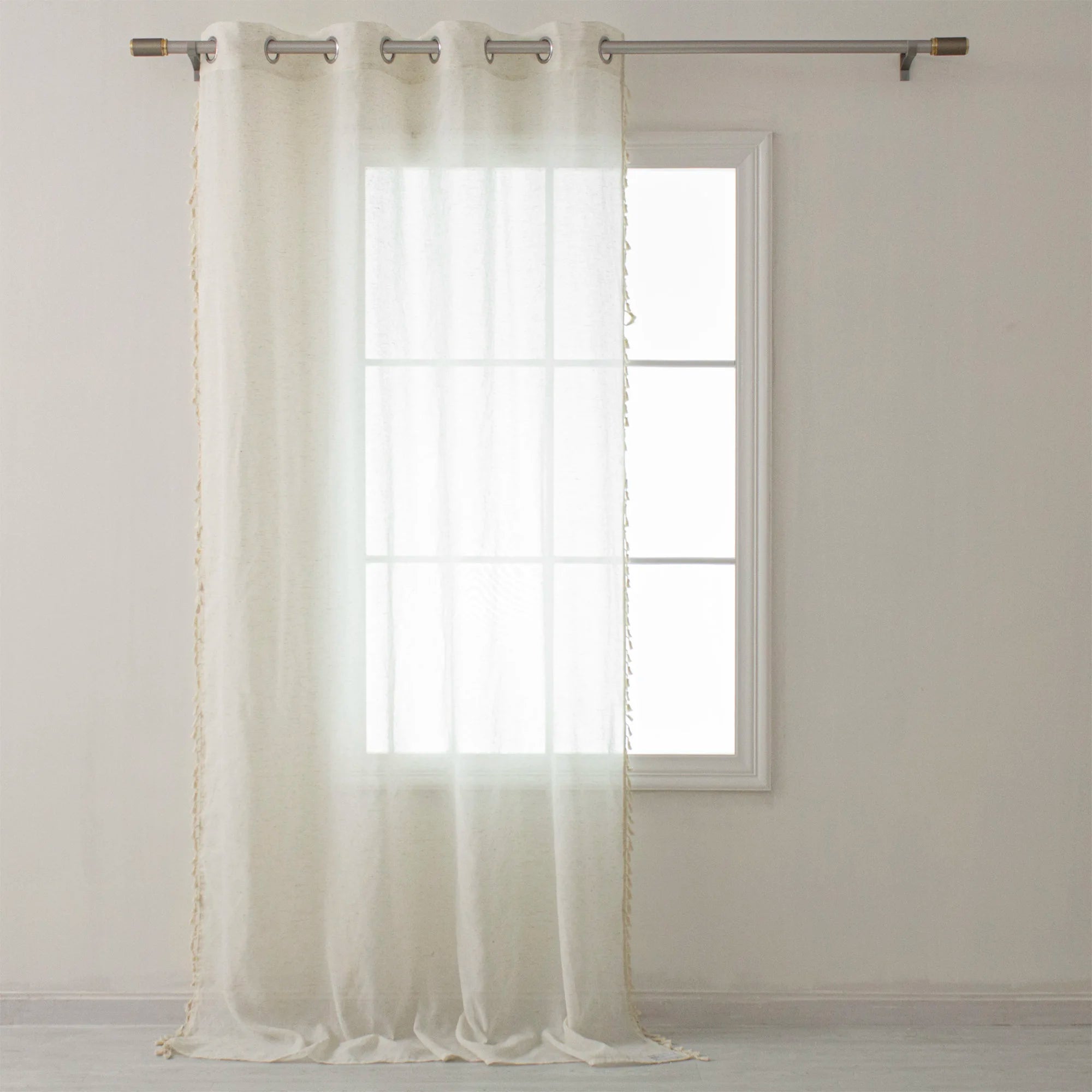 Wholesale Simple Tassel Design Faux-Linen Window Tulle Drapes Sheer Living Room Curtains & Valances Rideau Voilage