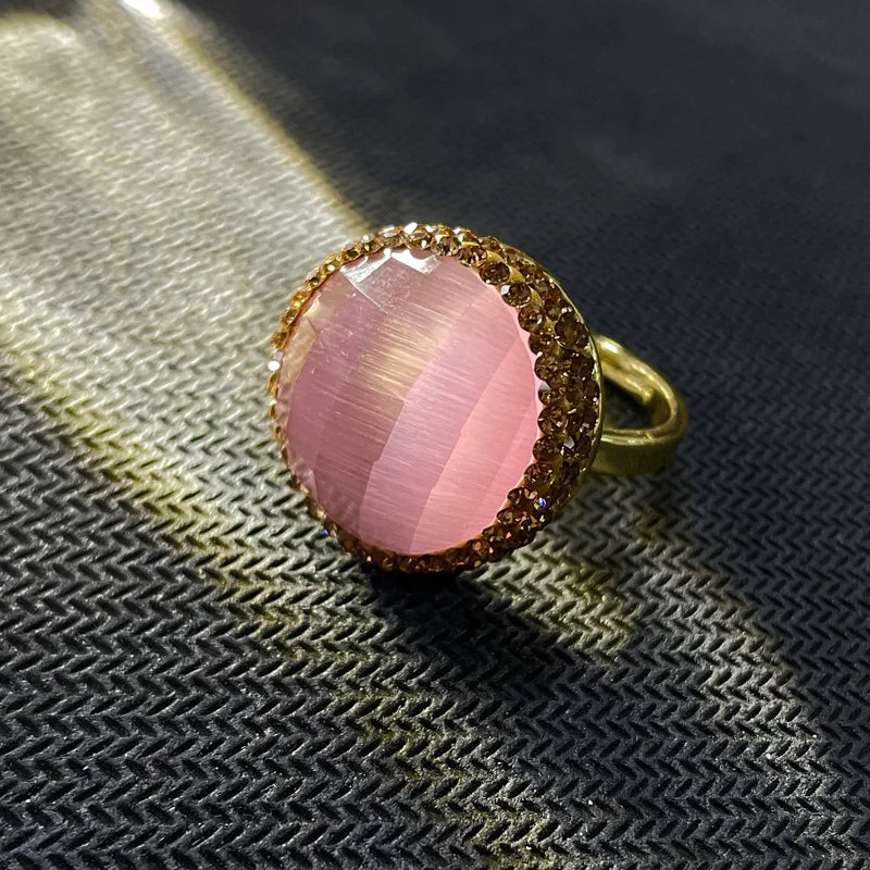 Wholesale Vintage Natural Amethyst Open Ring Gold Plated Ruby Wedding Jewelry Design for Engagement Gift Party