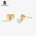 Wholesale Designer Korean Zircon Heart Stud Earring 925 Sterling Silver Unique Fine Jewelry Valentine's Day Earrings for Girls