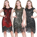 Elegant Empire Waistline Knee-Length Evening Party Dresses for Women Plus Size Sleeveless Sequin Embroidery Beading Fringe