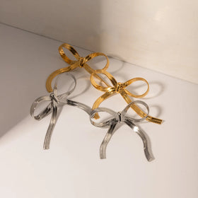 Bowknot Stud Earrings Non Tarnish Stainless Steel Bow Drop Earrings Waterproof Ribbon Earrings for Women