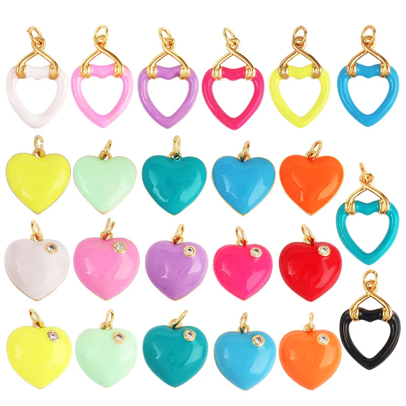 Dangle Heat Enamel Charm Neon Pink Orange Turquoise Red Pendant Oil DroppedReal Gold Plated ColorNecklace Bracelet Pendant M05