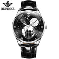 Oupinke 3177 Fashion Hands Men Automatic Genuine Leather Earth Sky Moon Phase Watch Import Movement Mechanical Wristwatches